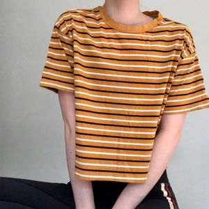Forever 21 Striped Orange Crop Top